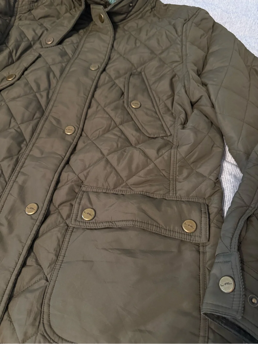Ralph Lauren Womens Quilted Jacket Equestrian Style Barn Coat Green Size XL - Picture 2 of 10